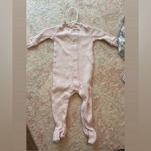 Burt's Bees Baby Pink Ribbed Footie